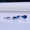 Water Drop Oval Nano Sapphire S925 Sterling Silver Earring Long Vintage Pendant Earrings for Women