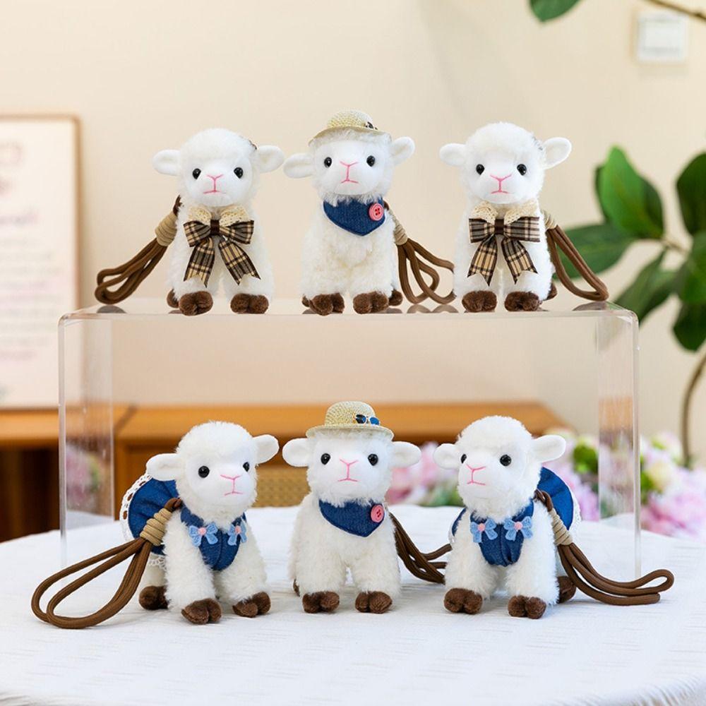 Kawaii Xinjiang Baby Lamb Doll PP Cotton Sheep Plush Keychain Standing Lamb Pendant Car Pendant