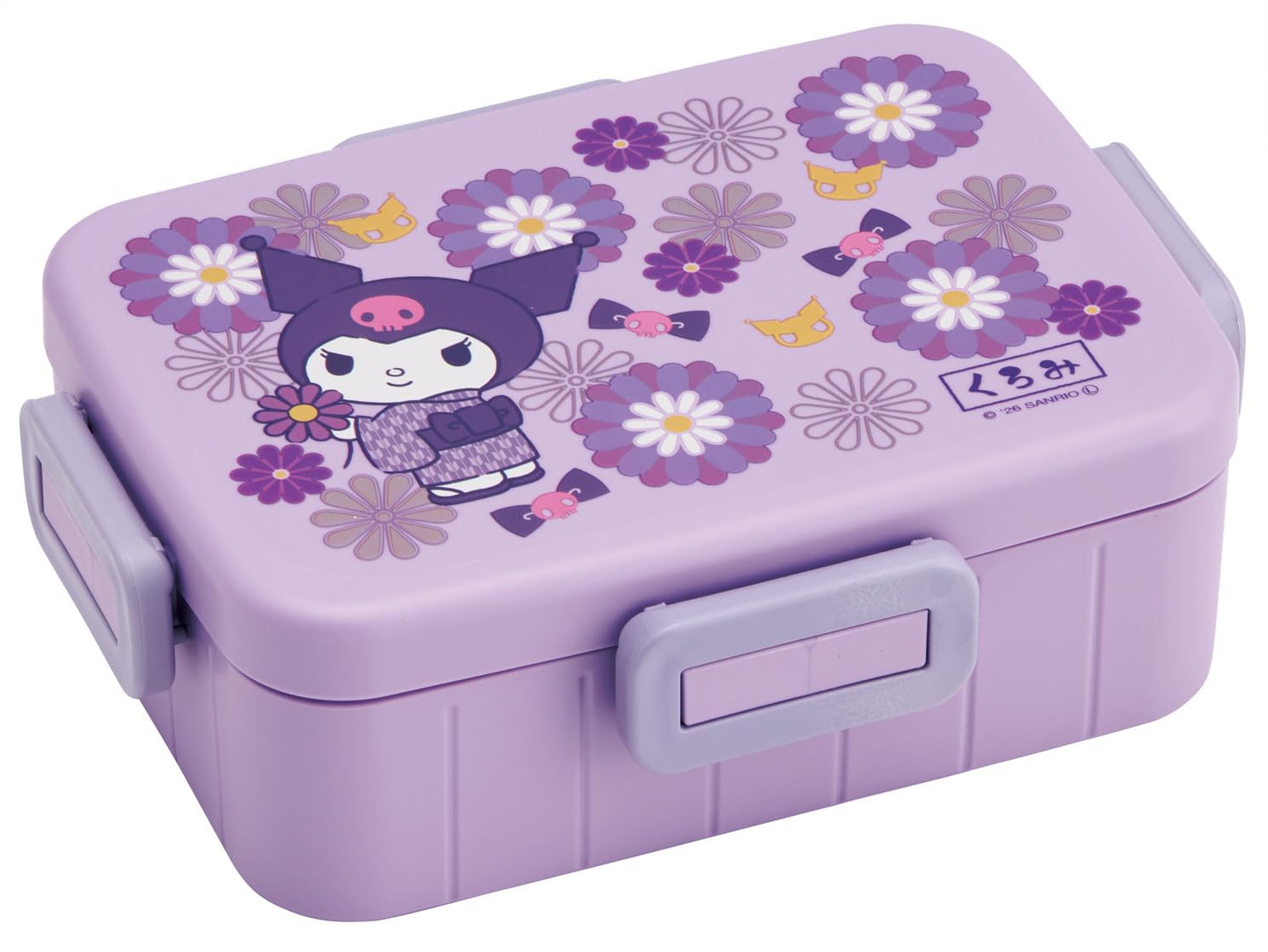 Skater Adult Lunch Single Dishwasher Microwave Made in Sanrio Kuromi Chrysanthemum Box, 4-Point Lock, Layer, 650ml, Safe, Safe, Japan, Design, YZFL7-A