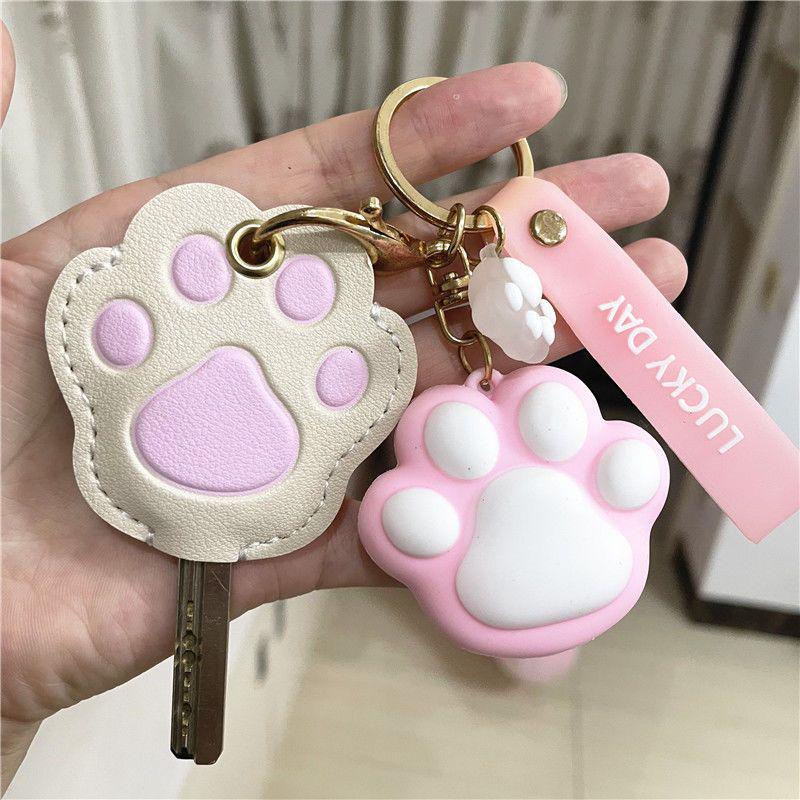 Personalized Cat Paw Keychain: Cute Women's Access Card Holder & Key Cover for Home and Vehicle