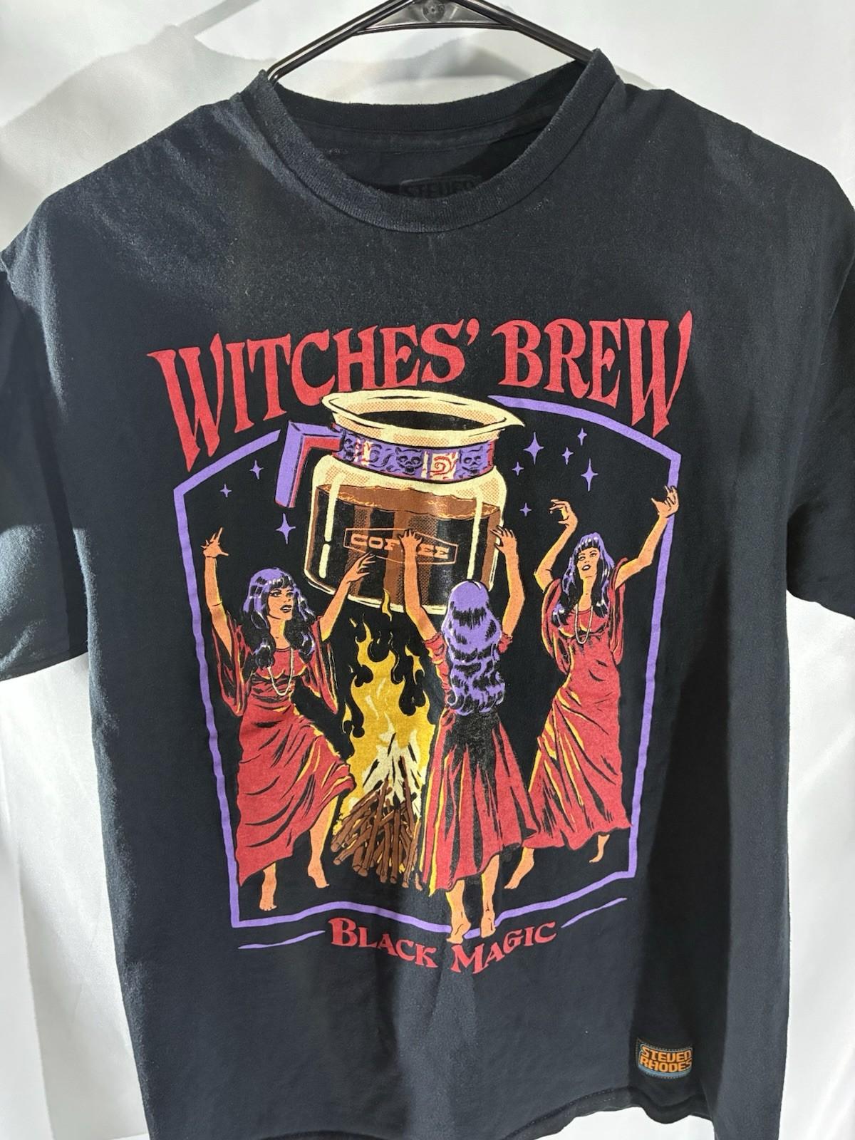 Steven Rhodes Witches Brew Black Magic Graphic T Shirt Mens Medium Black Unisex T-Shirt S