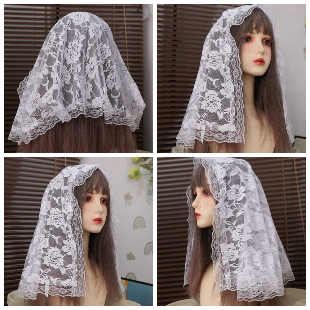 Romantischer Mantilla-Schleier D-Form Damen-Schal Traditioneller Vintage-Spitzen-Schleier Hochzeitszeremonie