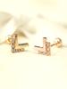 Minimalpiercing 14K Double V Cubic Piercing Earrings