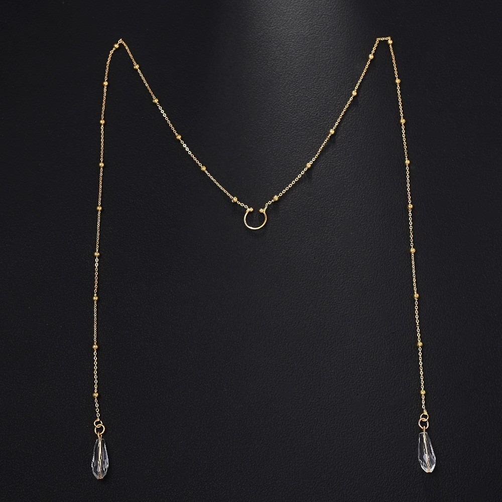 Handmade Design Bead Mask Chain Simple Style Tassel Decoration Metal Mask Chain Sexy Design Feather Face Chain Prom Accessories