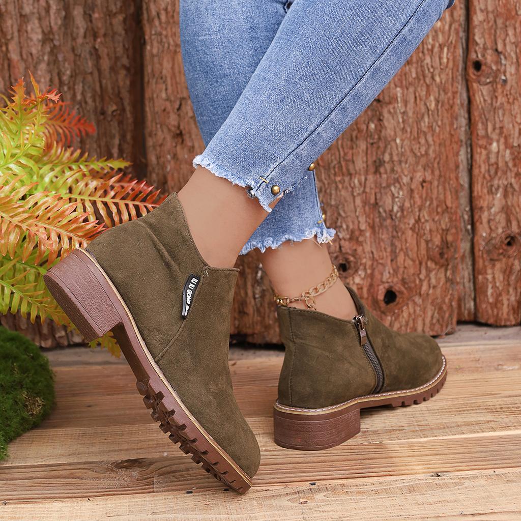 Damer Stövlar 2024 Höst Vinter Stövlar Damskor Märke Damer Ankel Klackskor för Kvinnor Mocka Läderstövlar Zapatos De Mujer