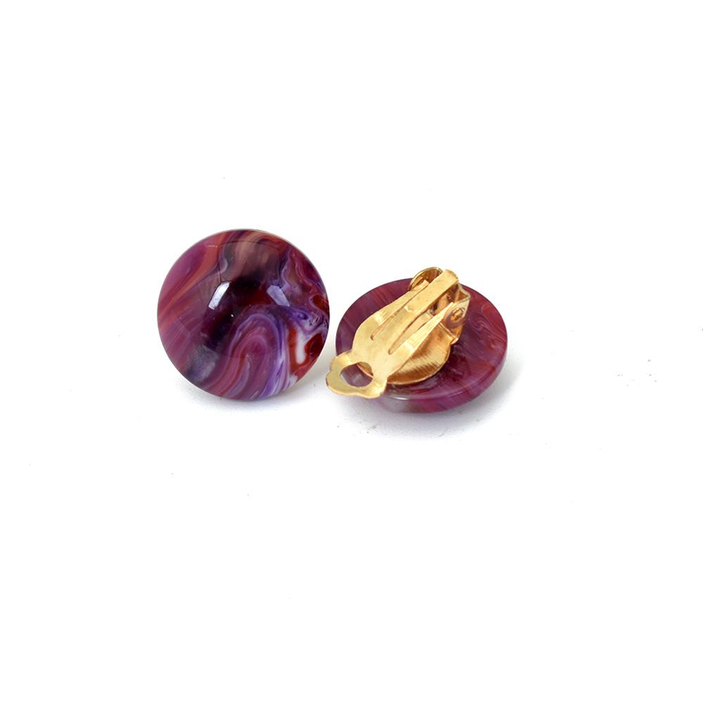 Korean Geometric Round Resin Clip On Earrings Without Piercing Women Ear Jewelry Non Pierced Green Red Earcuffs
