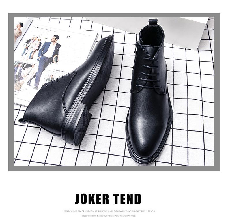 Men's British Style Pointed Toe Leather Chelsea Boots - Korean Design, Formal & Casual, Large Sizes Available