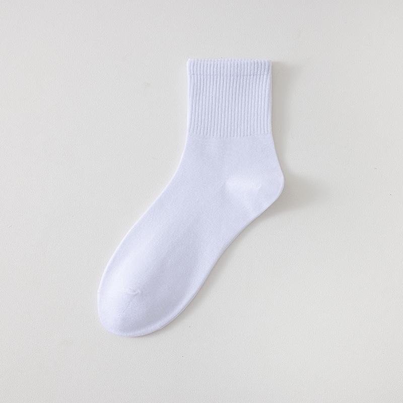 Unisex Mid-Tube Sports Socks - Black, White, Gray, Soft Cotton, Simple Design