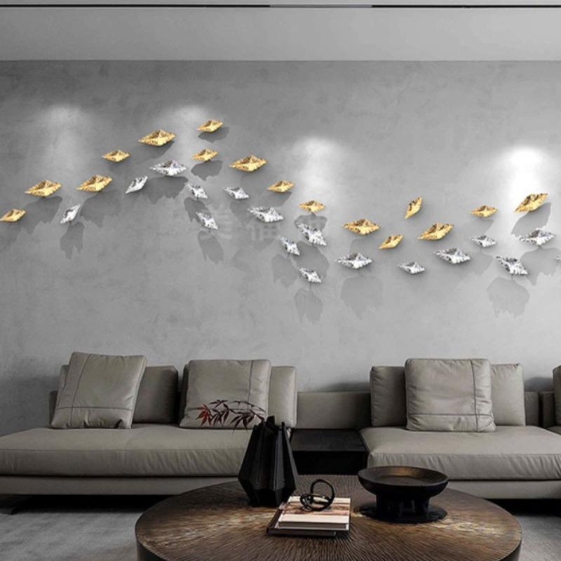 European Simulation Metal Leaves Wall Hanging Ornaments Set Art Aesthetics Room Decoration Leaf Pendants Wall Background Display