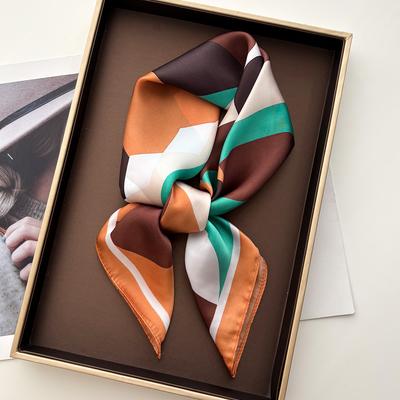 Design Print Square Silk Scarf Women Neckerchief Bandana Foulard Lady Shawl Scarves Wrap Head Hair Band Ties