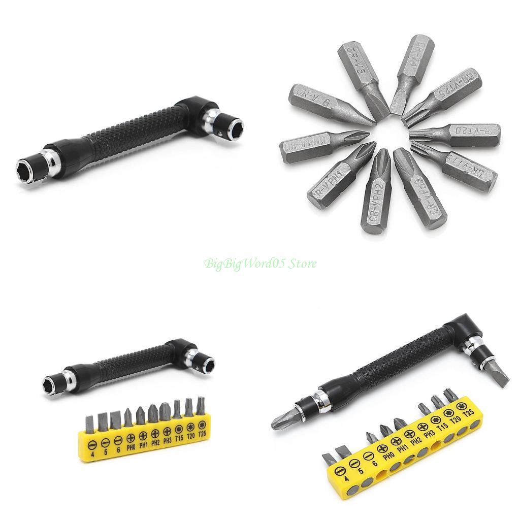 24TE 10 In 1 Socket Screwdriver L-shaped Angle for Head Twin Wrench Driver Torx Flat