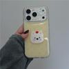Custard Yellow Polka Dot iPhone 17 Pro Drop-proof Case with Cute Puppy Chain