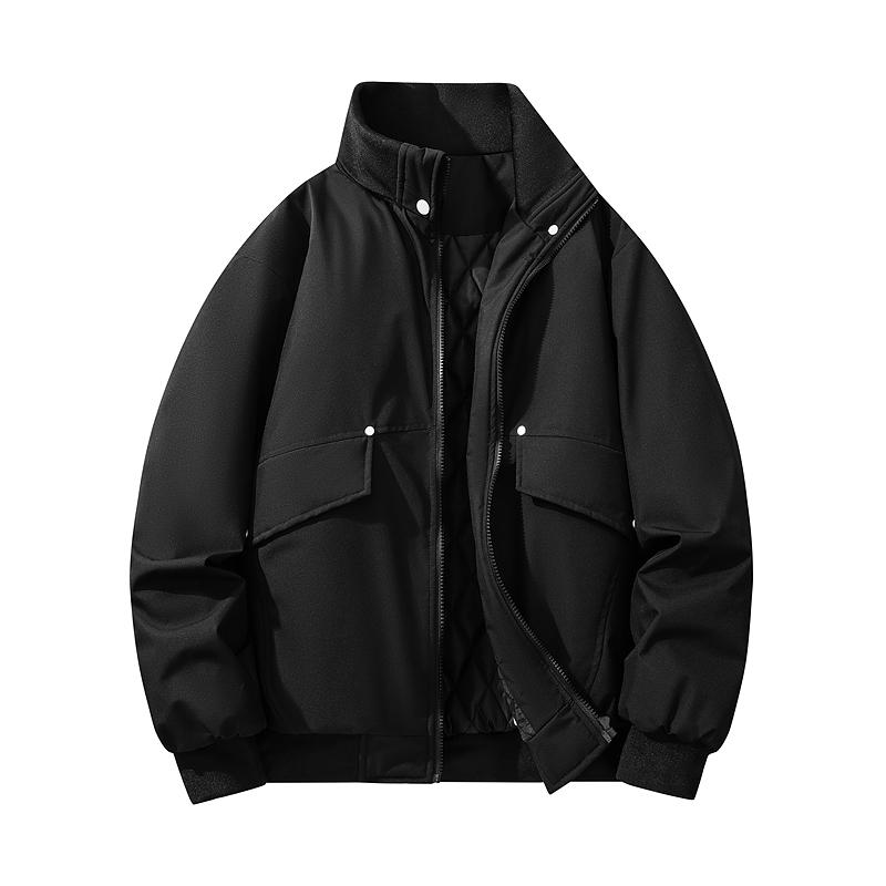 

Splicing Color Blocking Thick Warm Cotton Jacket for Men s Winter Clothing, Loose and Comfortable Stand Up Collar, Casual Cold Proof Cotton Jacket L чорний