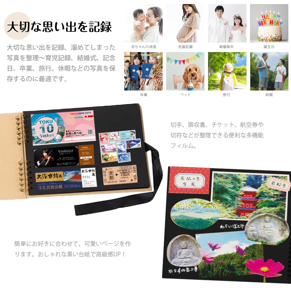 Handmade Large Original 10 Piece DIY 40 Adhesive Black 6 Color Paint A4 Photo Organizing Gifts Album, Photo, Capacity, Album, Set, Available, Sheets,