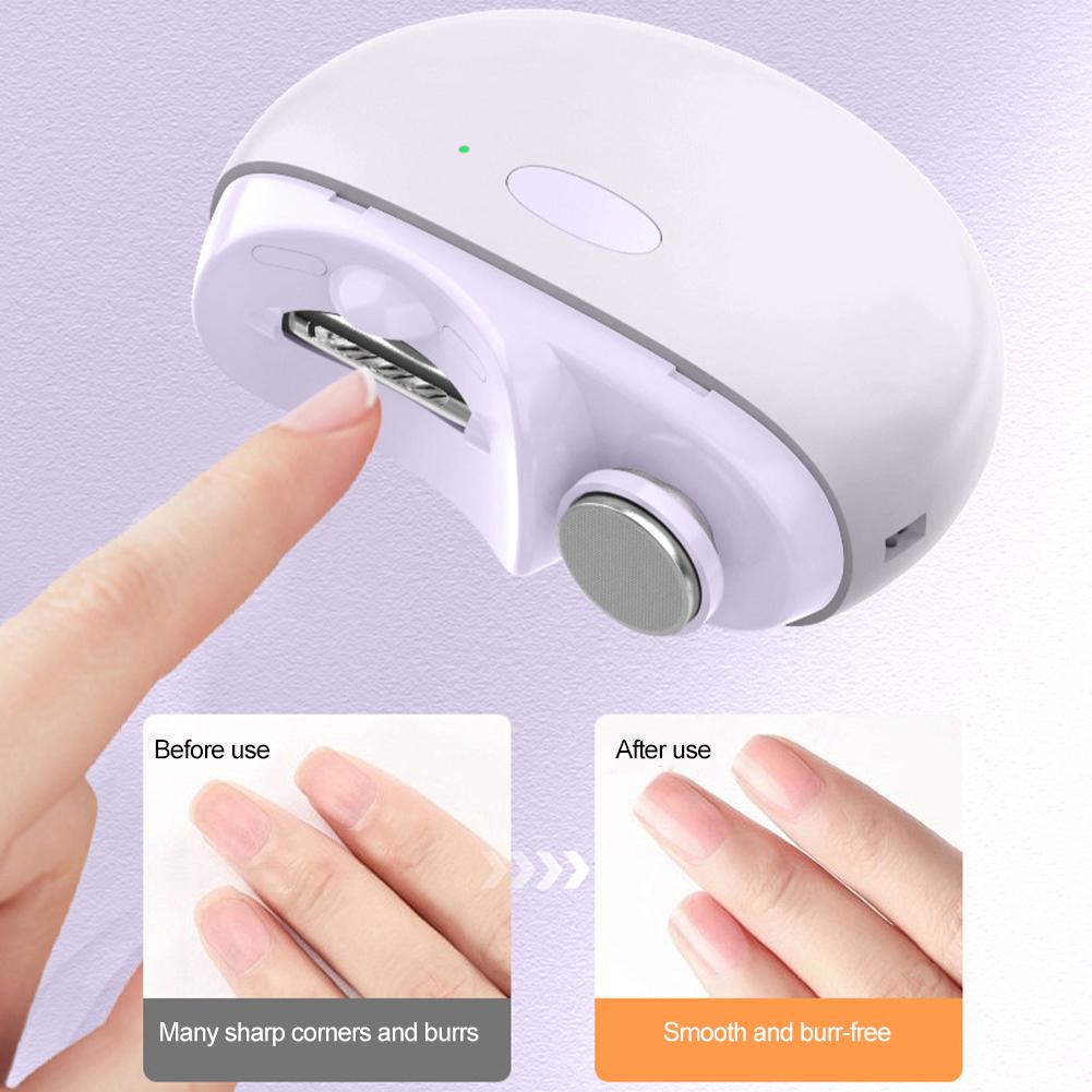 Portable Electric Nail Clippers Automatic Anicure Trimmer With Polisher & Light Adult Baby Fingernail Toe Scissors