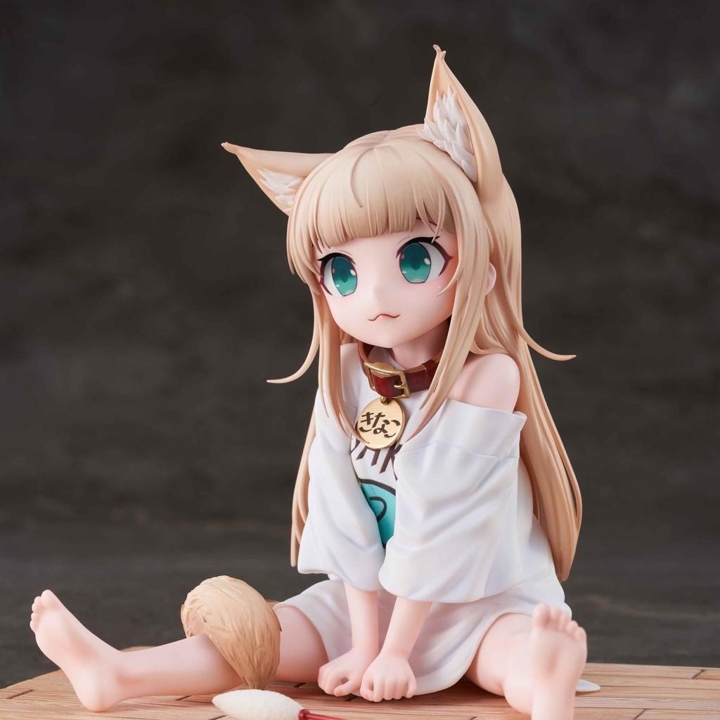 Очаровательная фигурка девушки-кошки, ПВХ модель в сидячей позе и со сменными лицами, цвета соевого порошка StyleA