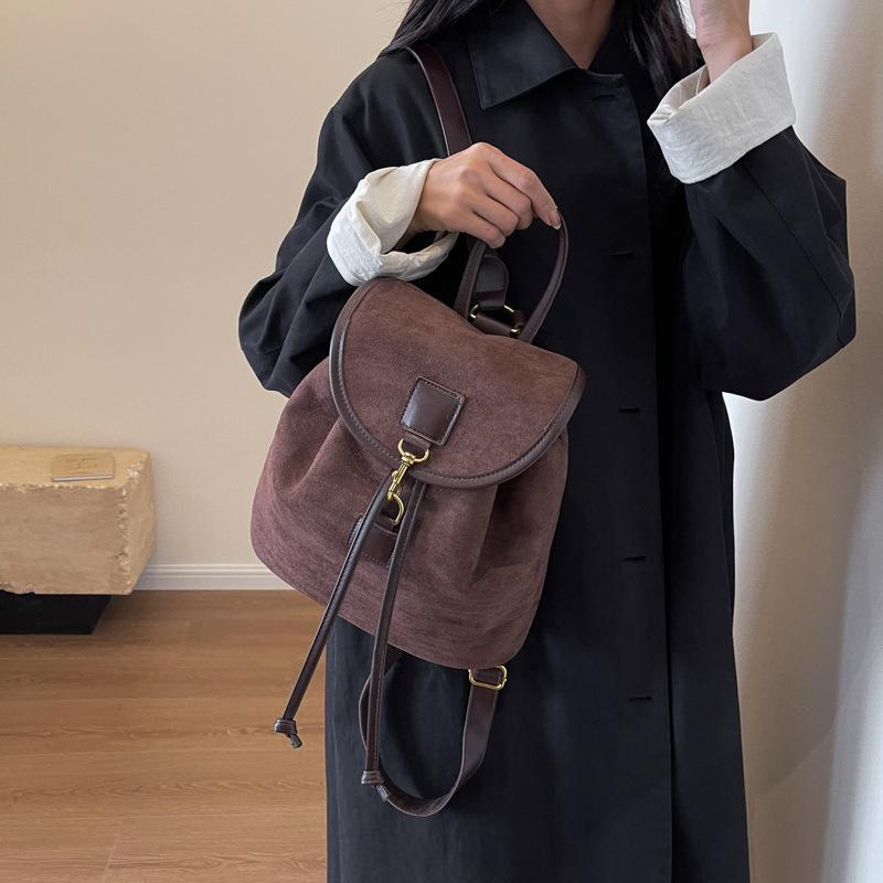 Autumn Suede Backpacks For Women Large Capacity College Student Schoolbags Suitable For Travel Daily Commuting KTB