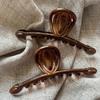French Caramel Color Old Imitation Wood Grain Large Version Shark Clip Retro Maillard Simple Grab Clip Headwear Feminine Temperament