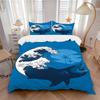 3pcs Bedding Set Sharks Ocean Waves Includes 1 Comforter + 2 Pillowcases, Without Pillow Inserts, Soft Comfortable, Lightweight Breathable135
