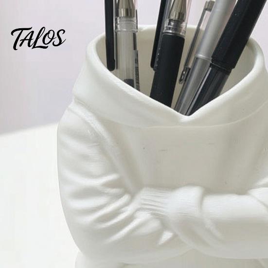 Artistic Stationery Storage Container 3D Printed Crossed Arms Hoodie Pen Holder, Large Capacity Desktop Organizer, Solid Decorative Holder for Office
