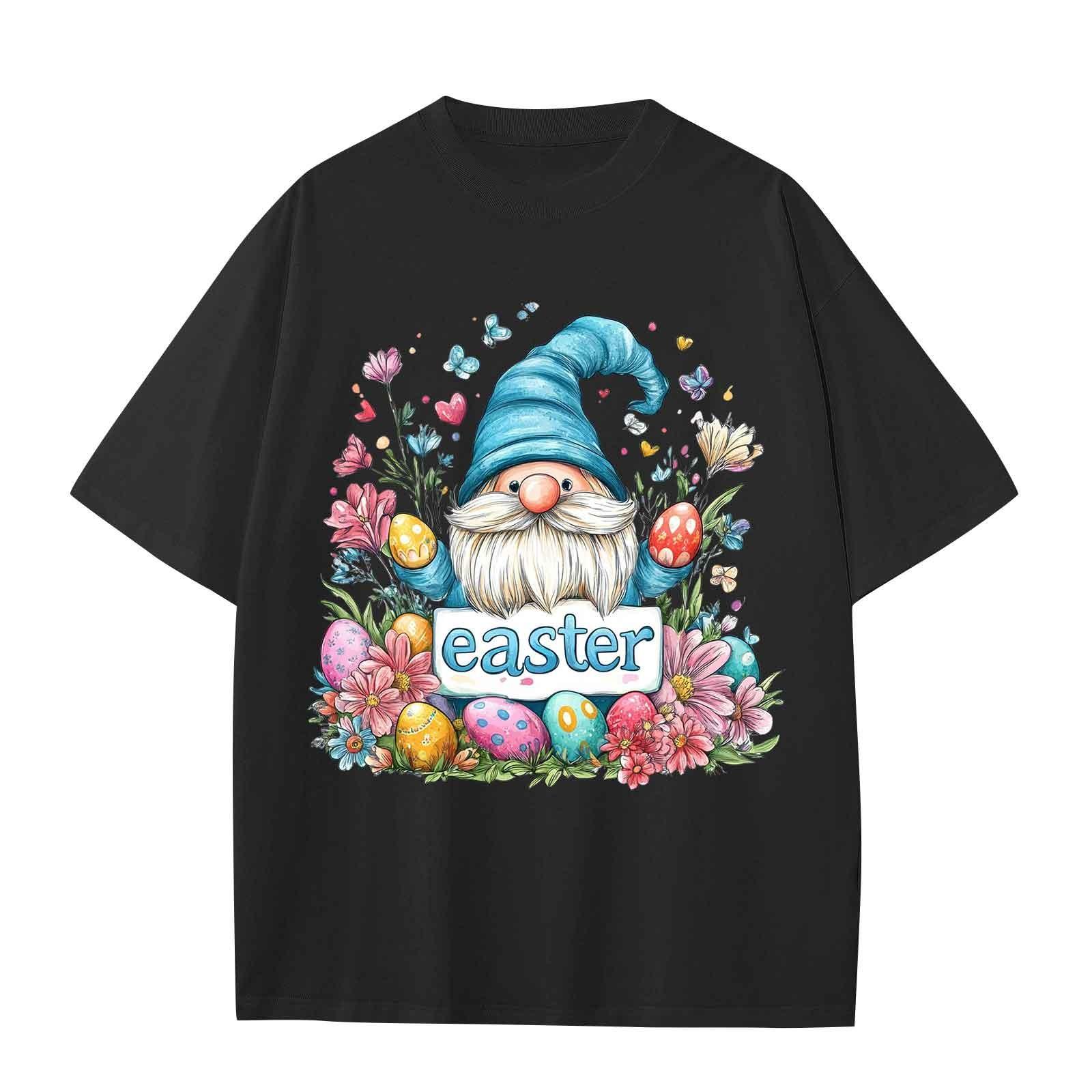 

Повседневная свободная футболка с принтом «Пасха» для мальчиков и девочек, круглый вырез, короткий рукав, свитер 160 чёрный