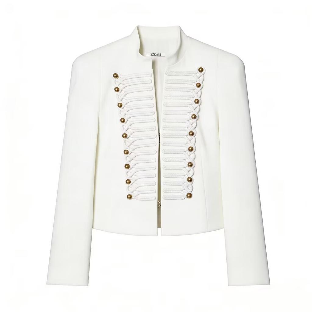 2026 Summer New European and American Cross-border Women's Fashion Padded Shoulder Slim Short Suit Jacket W018 1790