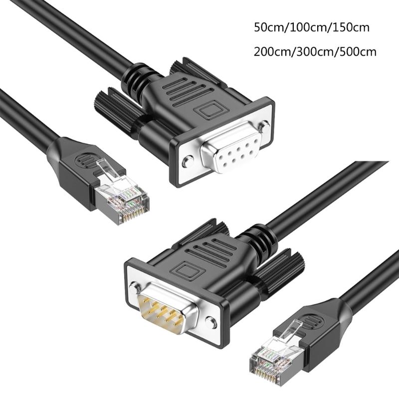 50cm to 300cm RJ45 to DB9 Serial Port Adapter Cord 8P8C Male to DB9 RS232 Male/Female Interfaces Extension Wire Line