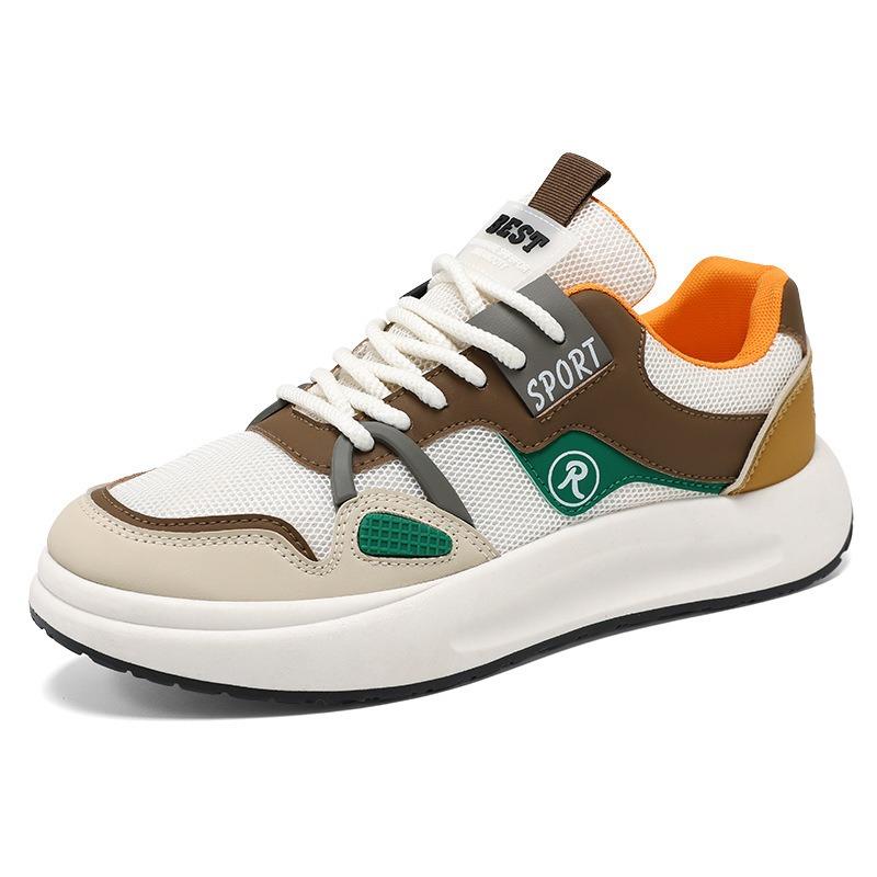 Autumn New Breathable Mesh Shoes Men's Trend Versatile Platform Sports Shoes Casual Board Shoes Trendy Shoes