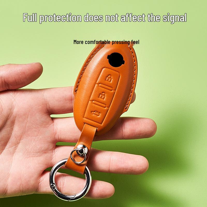 Skórzany Etui na Klucze ze Skóry Wyprawianej Roślinnie dla Nowego Kluczyka Samochodowego Sylphy Murano, Ręcznie Robiony Wzór Klamry dla Mężczyzn