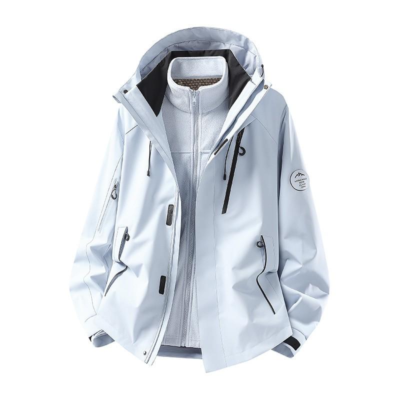 Men Women 3-in-1 Waterproof Windproof Hiking Jacket With Fleece Inner Layer Outdoor Trekking Cycling Mountaineering