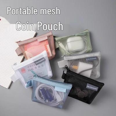 Kompakte Netztasche: Tragbares Münzfach & Einfache Reißverschlusstasche für Lippen, Karten, Schlüssel & Ausweis.