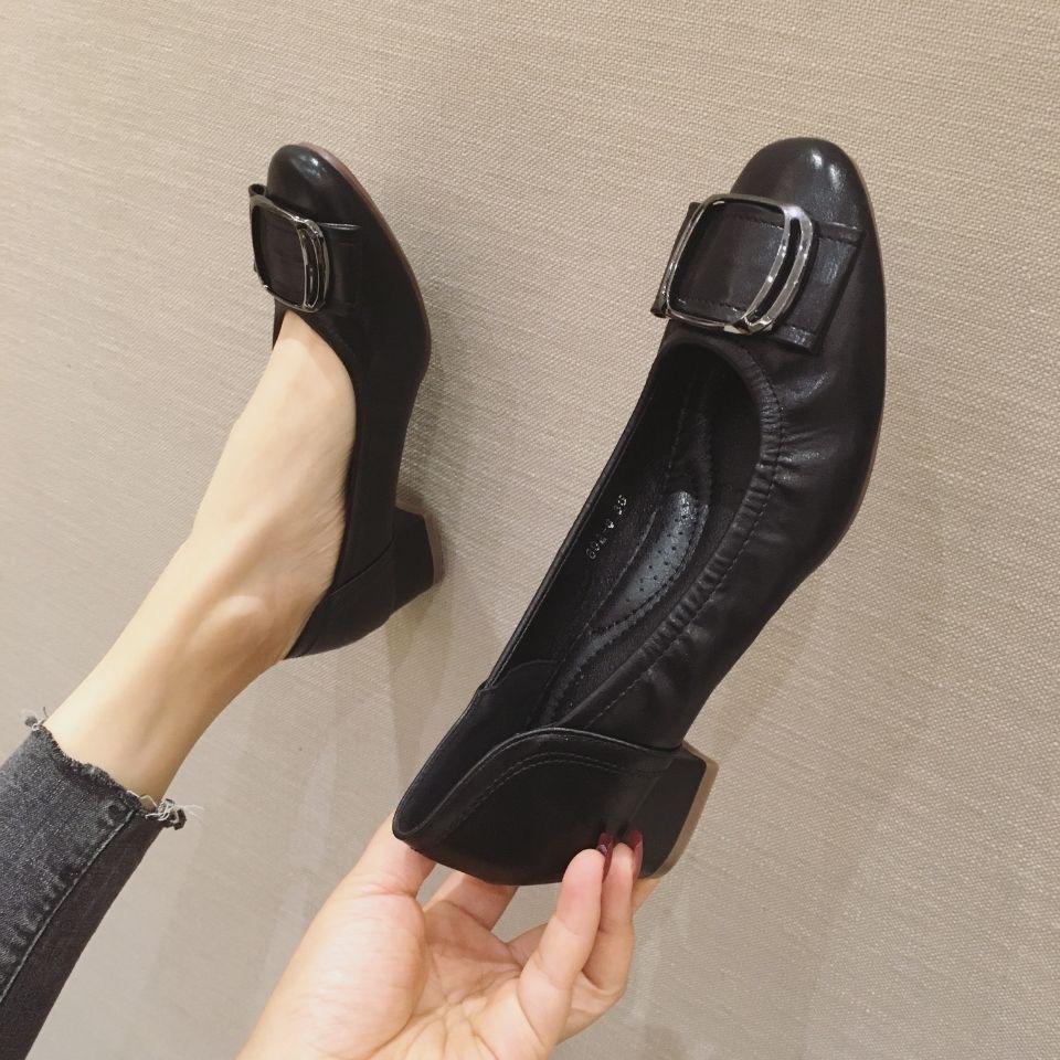 Spring Autumn Women High Heels Single Shoes Elegant Ladies Brand Heeled Shoes Soft Low Heels 3.5cm Plus Size 42