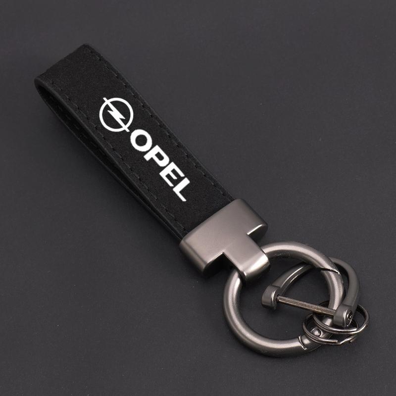 

For Opel Astra Grandland Corsa Mokka Frontera Insignia Zafira Vivaro Karl LOGO Luxury Suede Leather Keychain Car Key Chain чорний