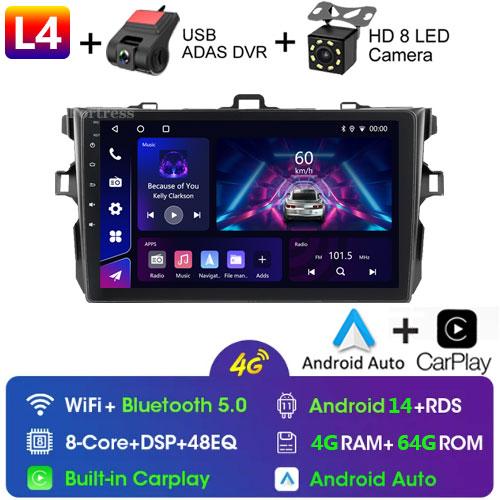 9" Android14Car Stereo Radio for Toyota Corolla E140/150 2007 2008 2009 2010 2011 2012 2013 Multimedia Player 2 Din DVD Speaker