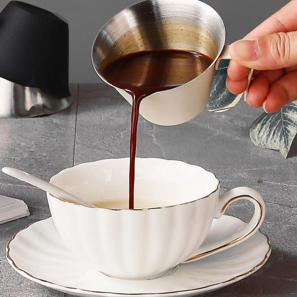 Espresso Measuring Cup, 100ml, Stainless Steel with Handle and Spout, Barista Coffee Carafe, Milk Espresso Accessory