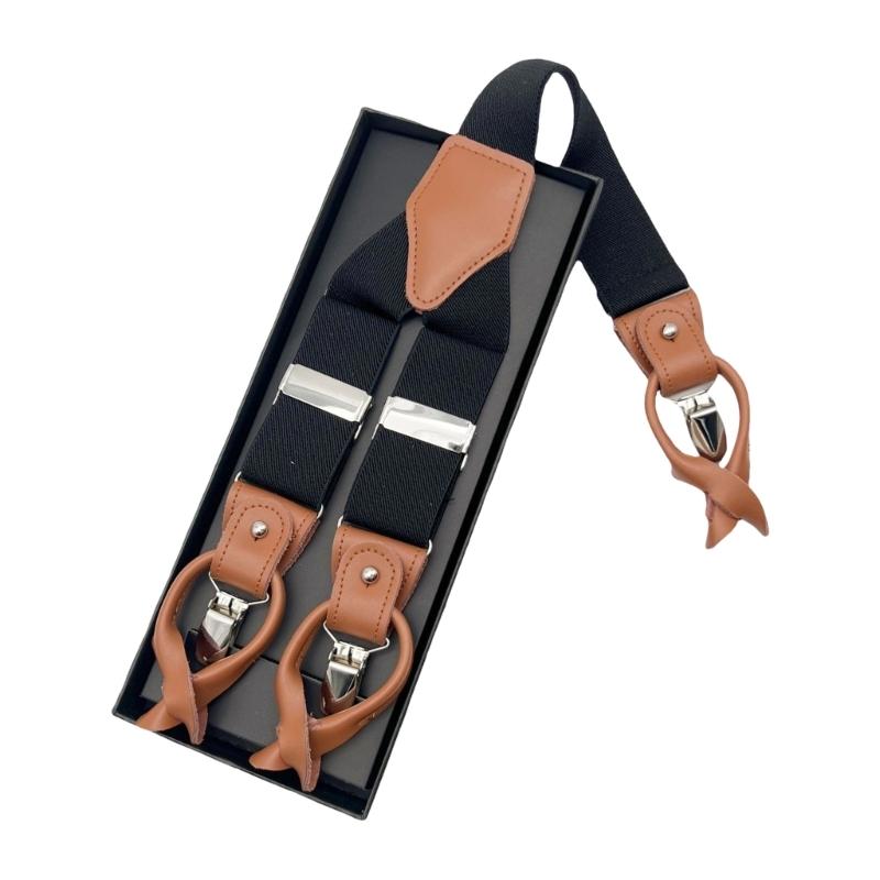 Suspenders For Men And Women Leather Pants Strap And Metal Clips Duable Elastic Polyester Adjustable Pants Accessory