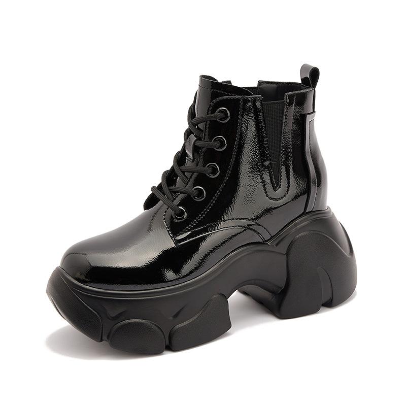 Inner Heightening Martin Boots Women's 2025 New Autumn and Winter Women's Black Chelsea Boots Children's Thick-soled Medium Boots Tide