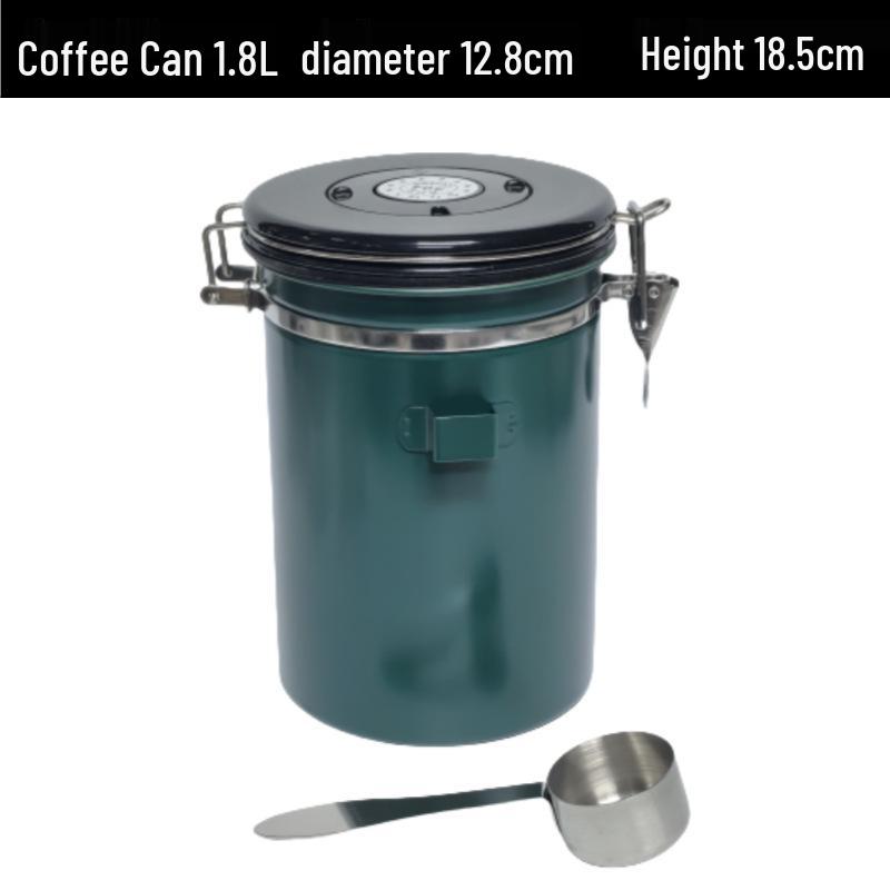 Airtight Stainless Steel Coffee Bean Storage Jar with Measuring Spoon