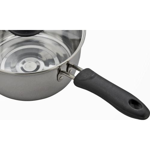 Wahei Freiz RR-6886 16cm Stainless Steel Saucepan with Glass Lid, Induction and Gas Compatible
