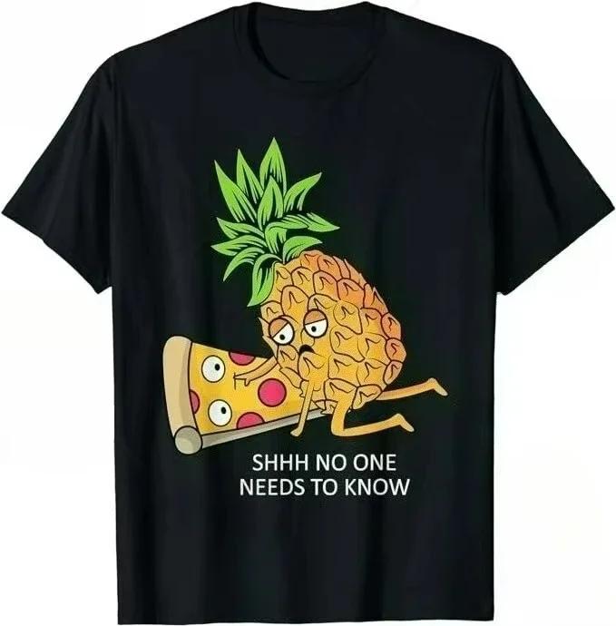 Pineapple Belongs To Pizza Lovers Fun Food Niche Summer Design Sense High Street High Quality Short Sleeve Men and Women T-shirt