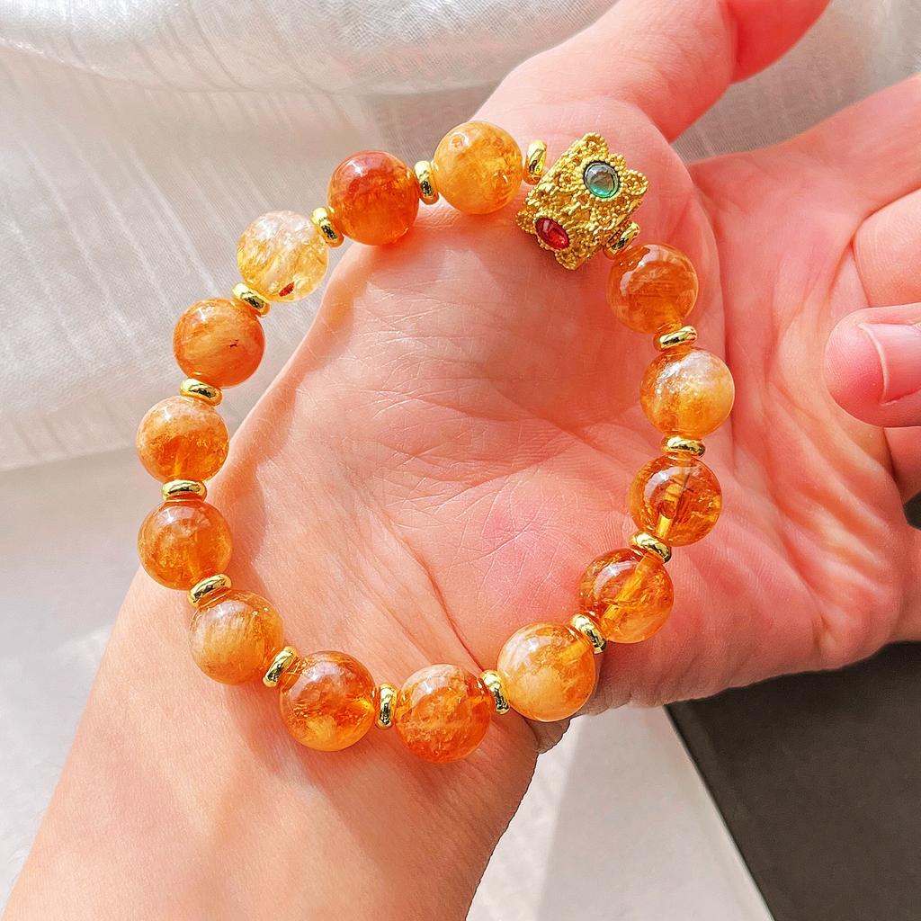 10Mm Autumn And Winter Maillard Style High Quality Natural Citrine Bracelet Bracelet.