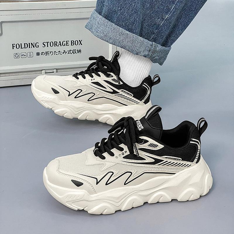 Autumn men's shoes casual white tower lightweight soft-soled running non-slip sports shoes youth thick-soled heightening dad shoes