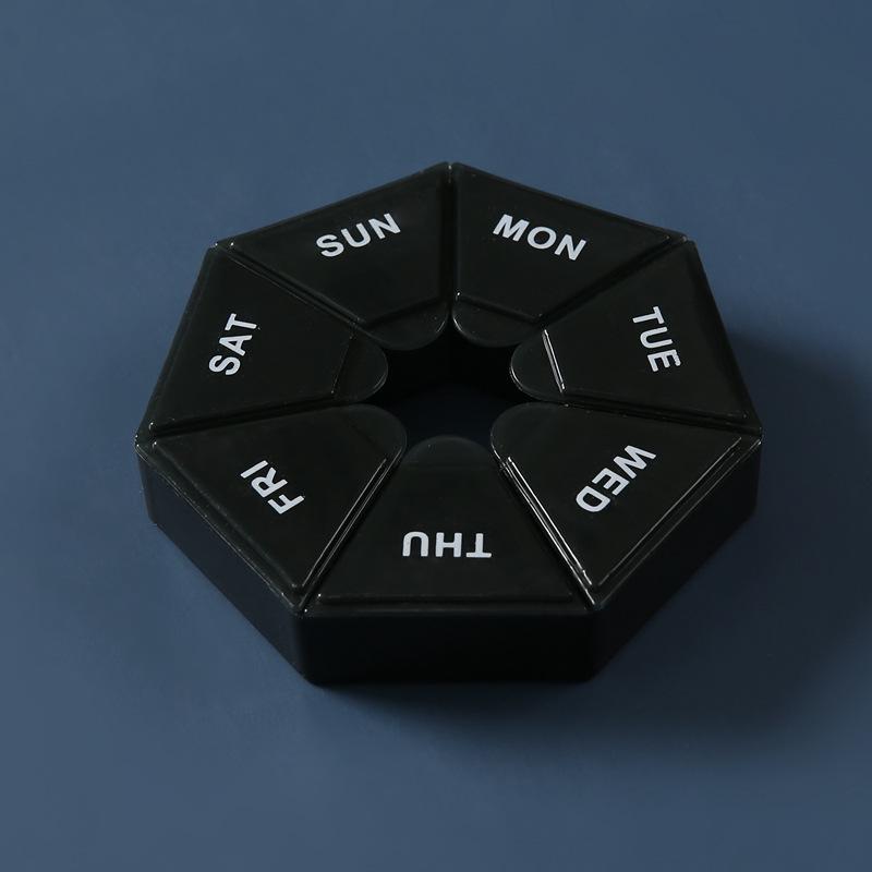 Octagonal 7-Compartment Weekly Pill Organizer, Dustproof and Portable