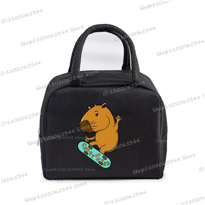 Kawaii Capybara Design Brotdose Aufbewahrungstasche Damen Cartoon Capybara Druck Tragbare Bento Taschen Tier Capybara Liebhaber Lunchtaschen