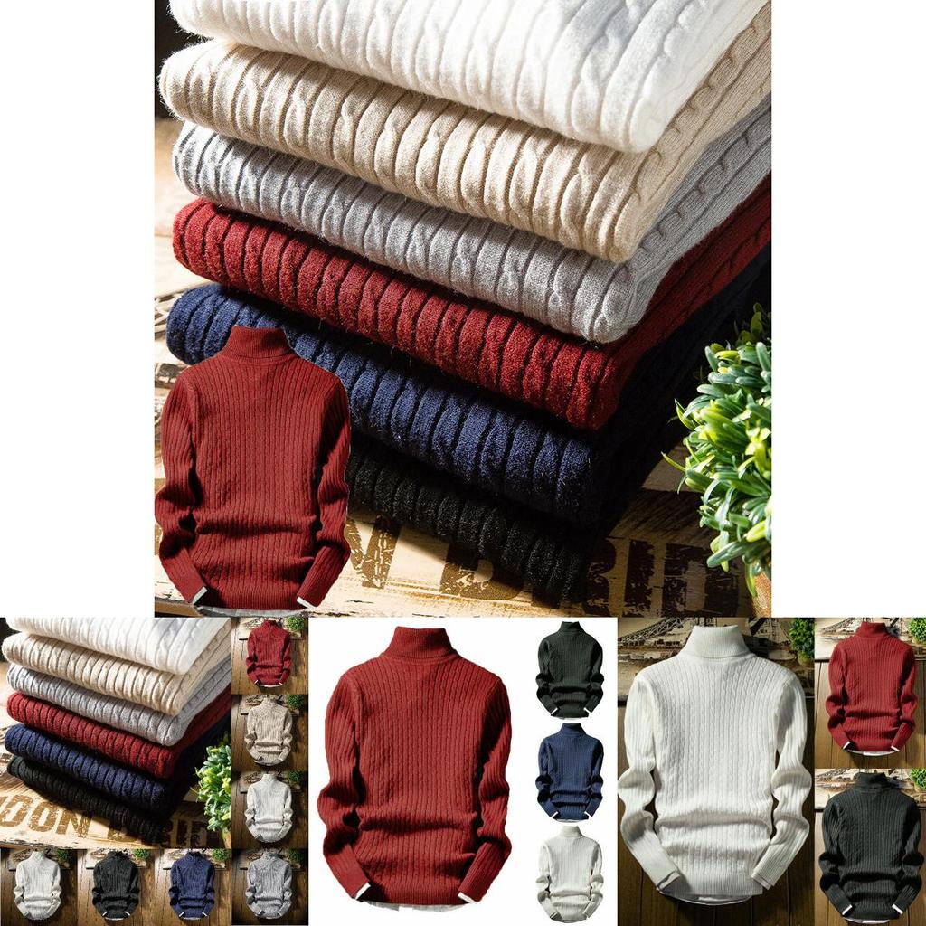 Comfortable Men's Turtleneck Pullover Sweater For Stylish Winter Outfits