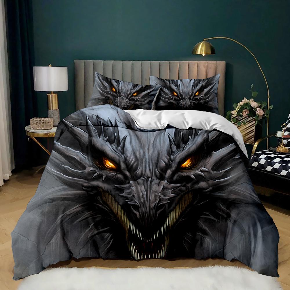 Dragon Head 3D Duvet Cover Set For Bedroom Decor Dragon Bedding Sets King Queen Size Bed Set Home Textiles Bedclothes 2/3pcs