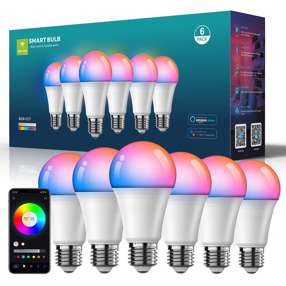 

ZJ-BWBL1H-RGBWW-6P 6PCS 10W Smart Light Bulbs WiFi Bluetooth-compatible RGBCW 220V LED Bulbs A
