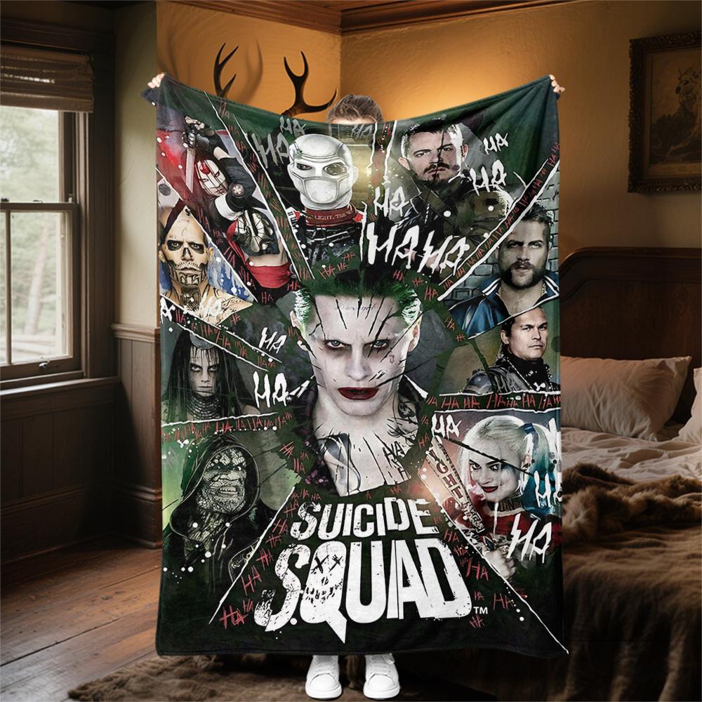 1PC Suicide Squad Outdoor Flannel Blanket Soft Plush Decor for Picnics, camping,Bedroom, Playroom, Office1229A