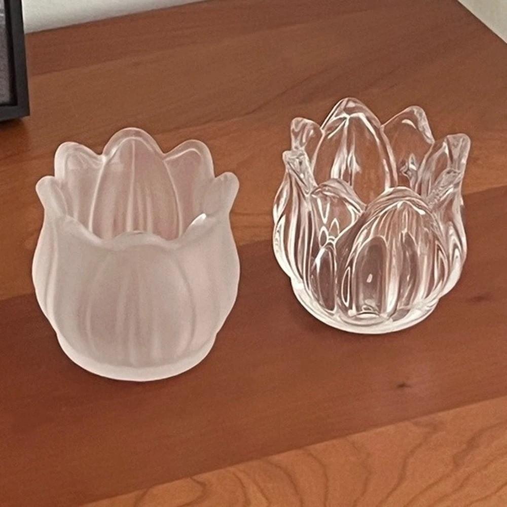 2PCS Vintage Glass Candle Holder Mini Candlestick Holder Candle Stand  Living Room