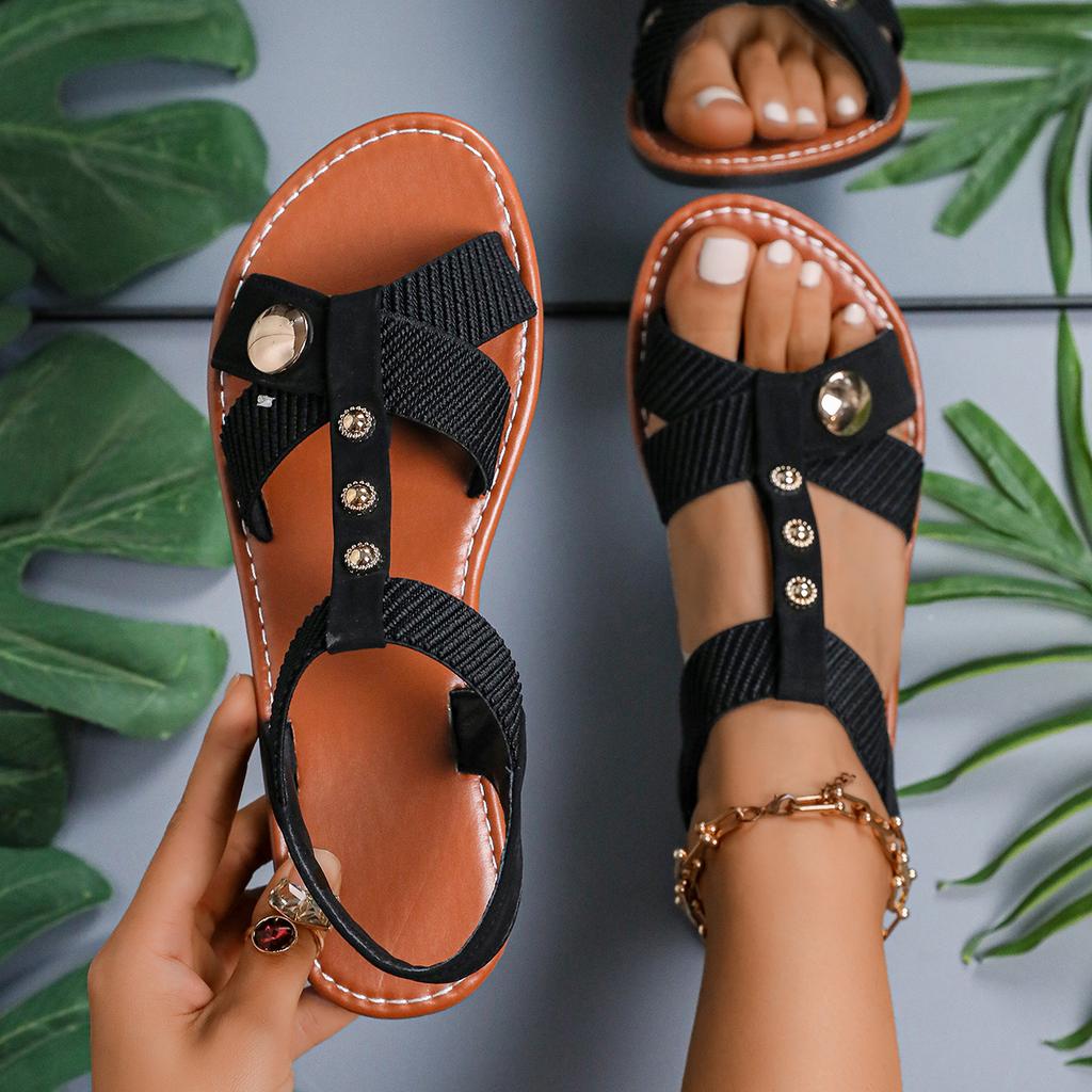 Summer new fashion versatile outerwear sandals women's casual open-toed flat-bottomed beach sandals large-size sandals